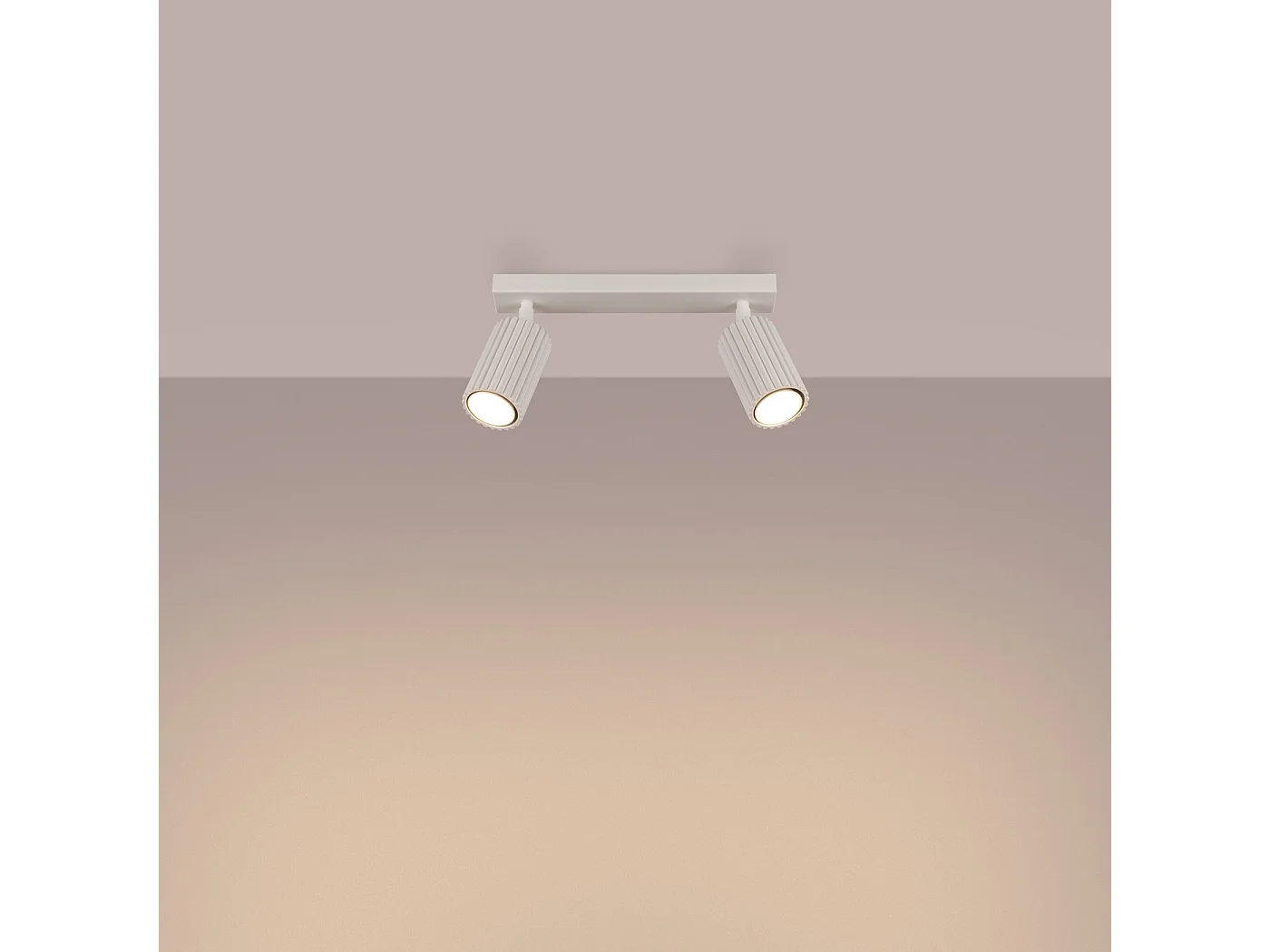 Plafonnier Karbon Minimaliste En Aluminium - 2 Sources Lumineuses - L.30 X H.16,5 Cm - Beige