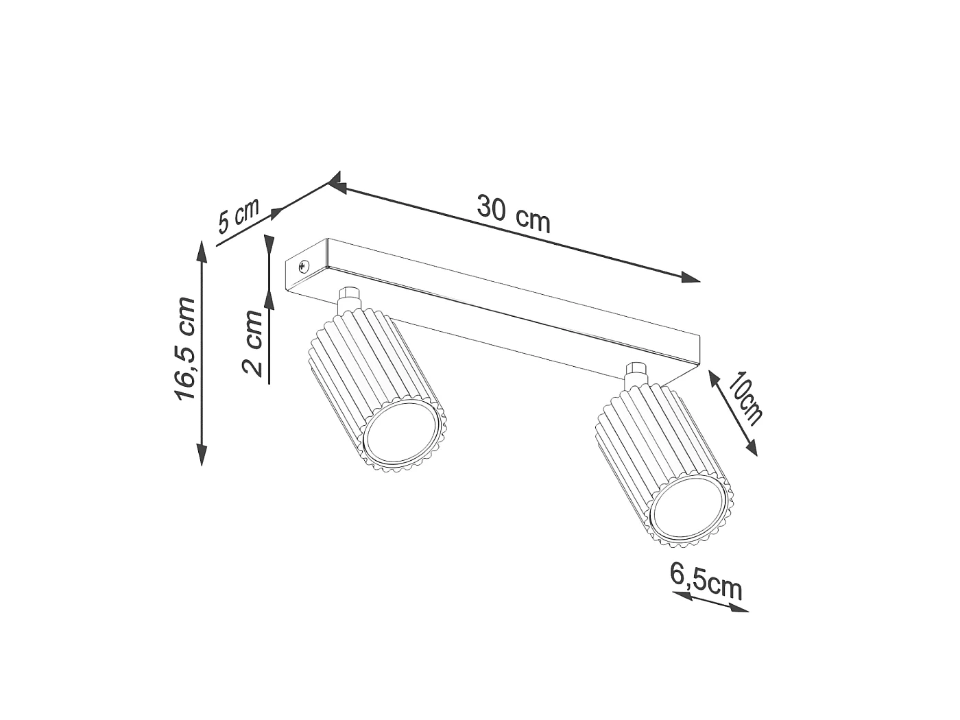 Plafonnier Karbon Minimaliste En Aluminium - 2 Sources Lumineuses - L.30 X H.16,5 Cm - Beige