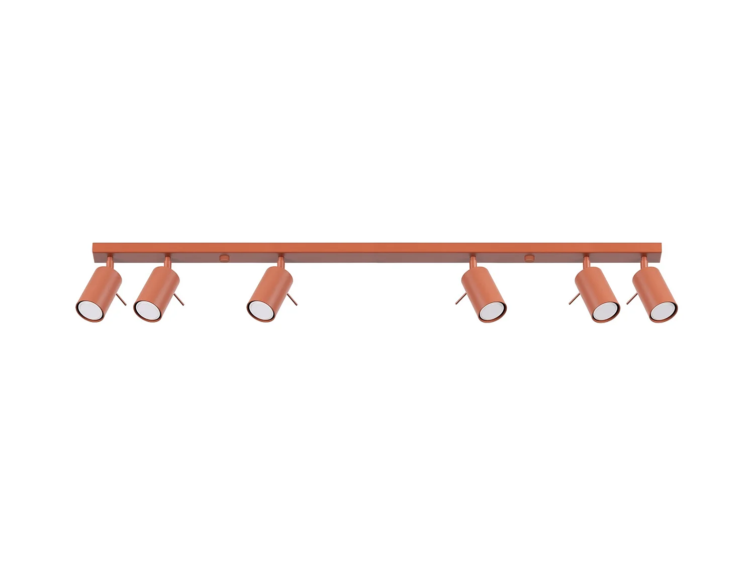 Plafonnier Ring Moderne En Acier - 6 Sources Lumineuses - L.117 X H.17 Cm - Ocre Rouge
