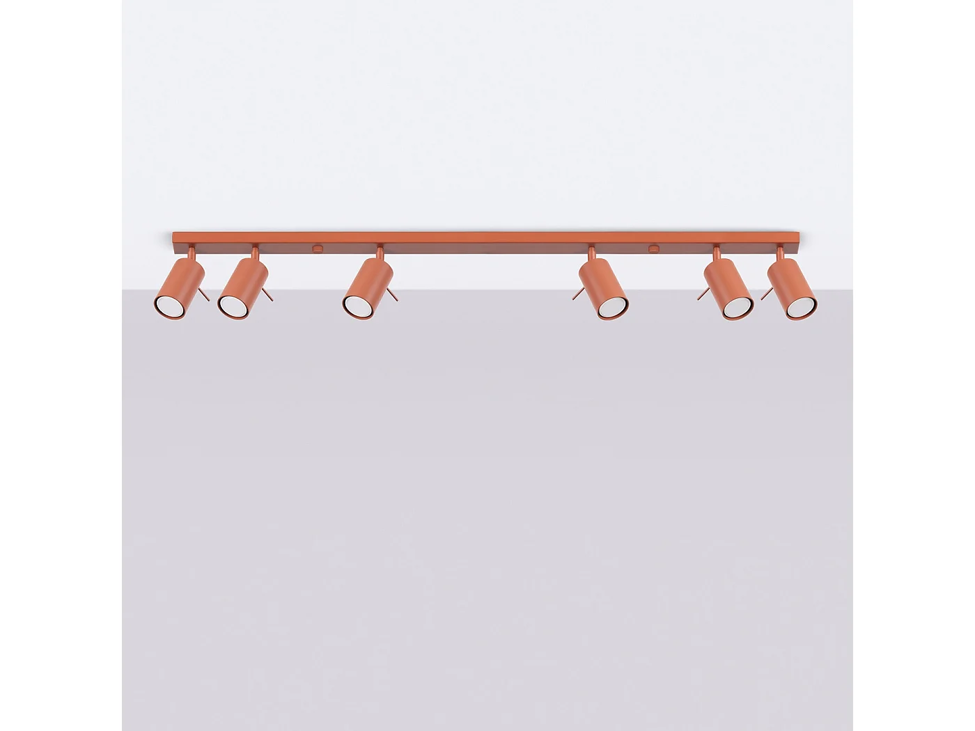 Lampada da soffitto RING moderno di acciaio - 6 sorgenti luminose - L.117 x A.17 cm - ocra rossa