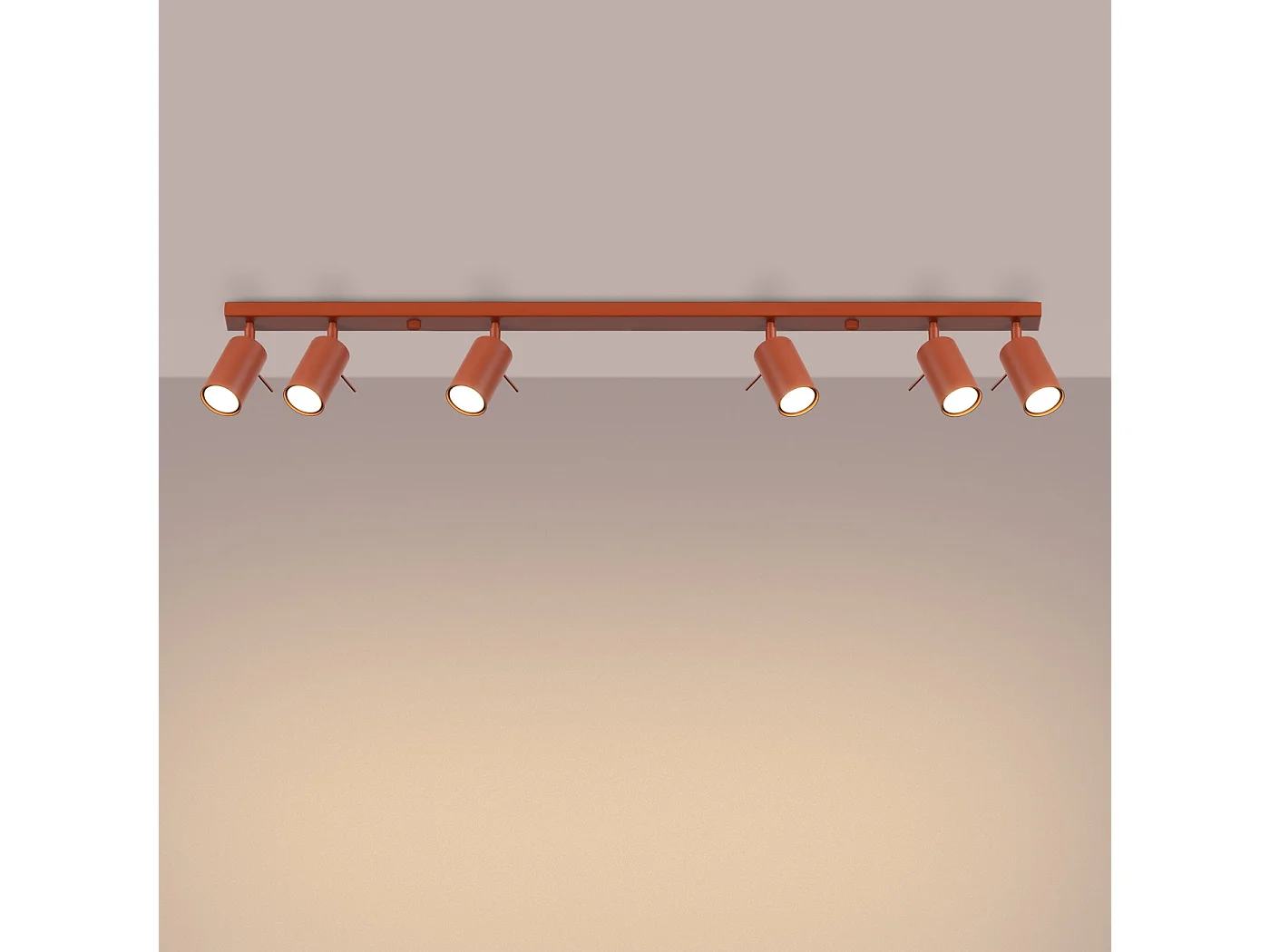 Lampada da soffitto RING moderno di acciaio - 6 sorgenti luminose - L.117 x A.17 cm - ocra rossa