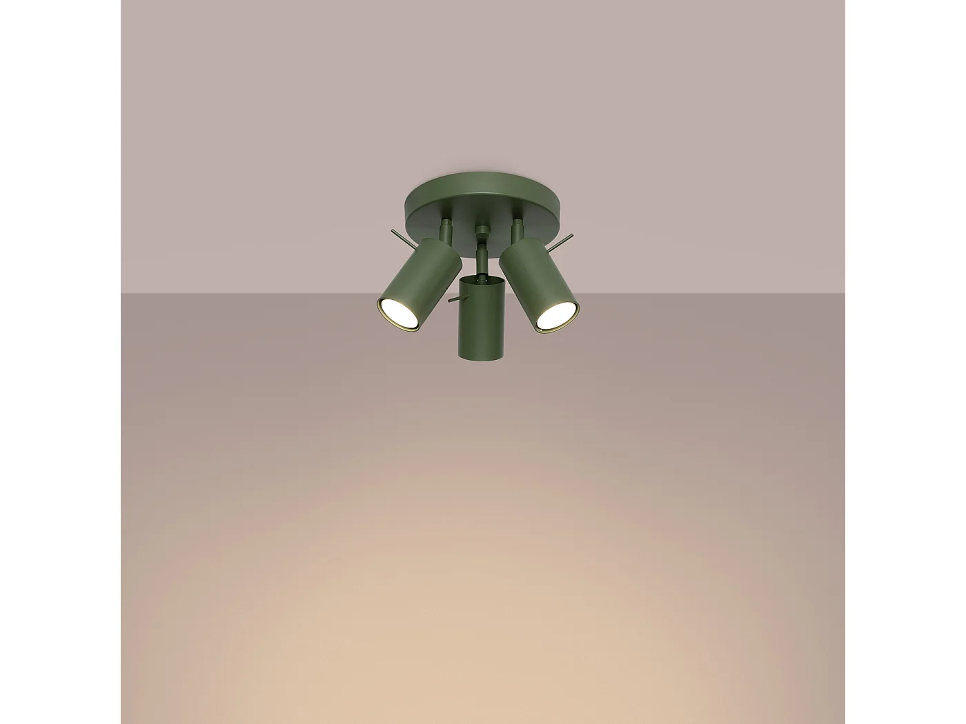 Plafonnier Ring Moderne En Acier - 3 Sources Lumineuses - L.19,5 X H.18,5 Cm - Vert Olive