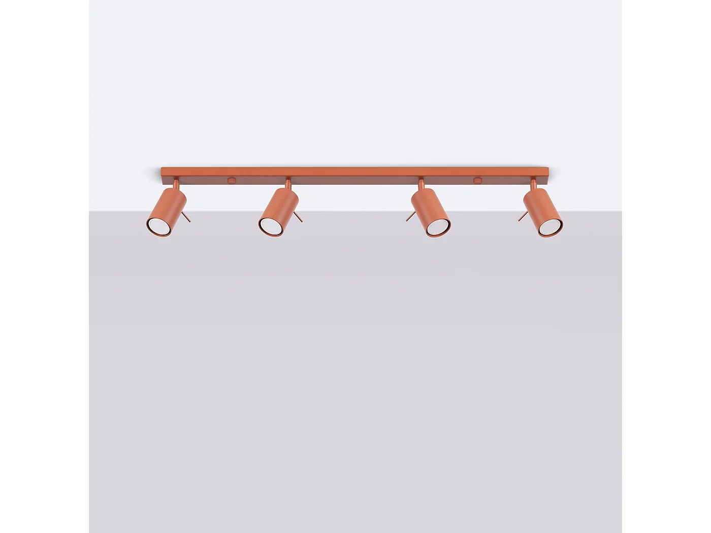 Plafonnier Ring Moderne En Acier - 4 Sources Lumineuses - L.81 X H.17 Cm - Ocre Rouge