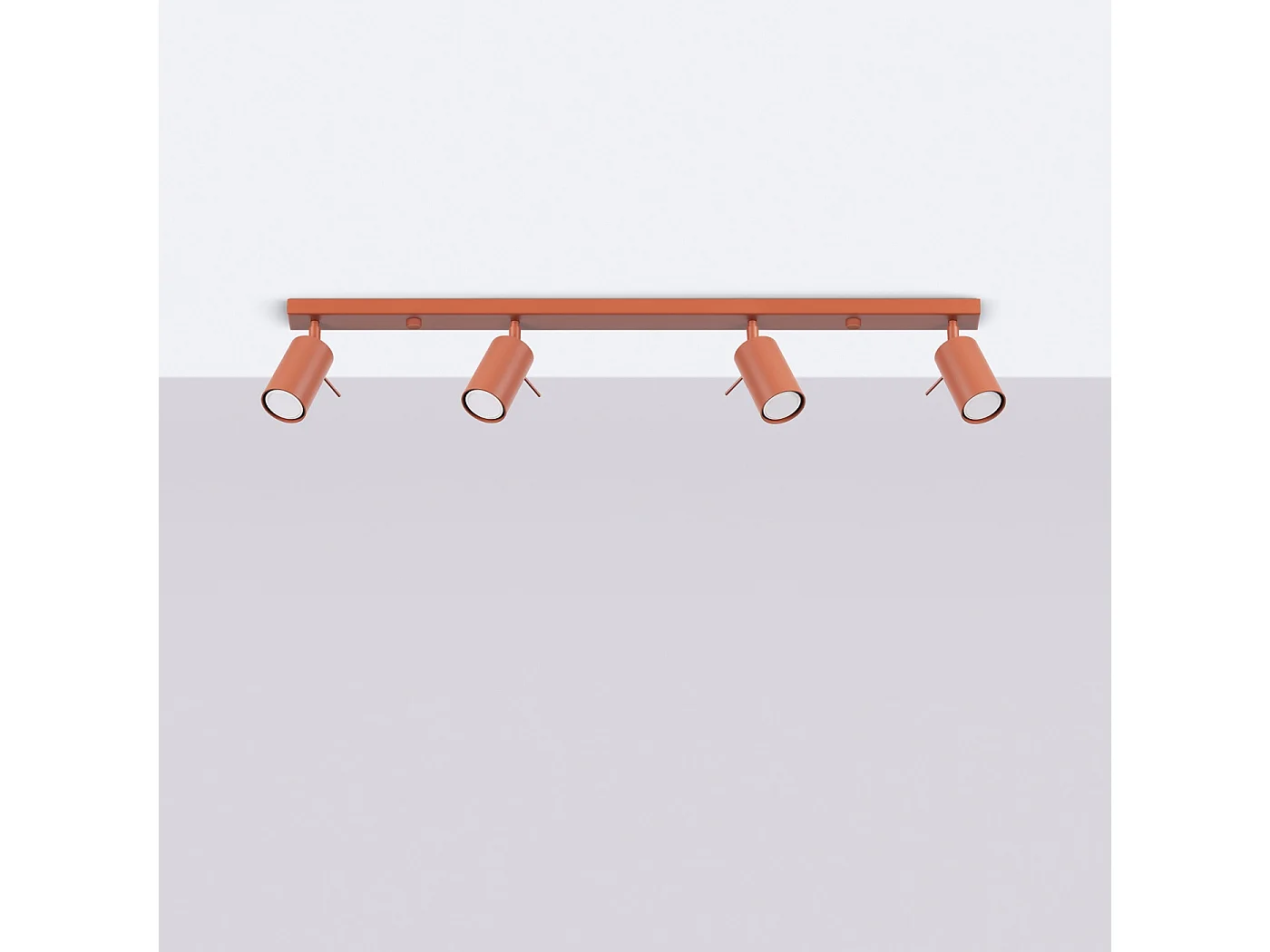Lampada da soffitto RING moderno di acciaio - 4 sorgenti luminose - L.81 x A.17 cm - ocra rossa