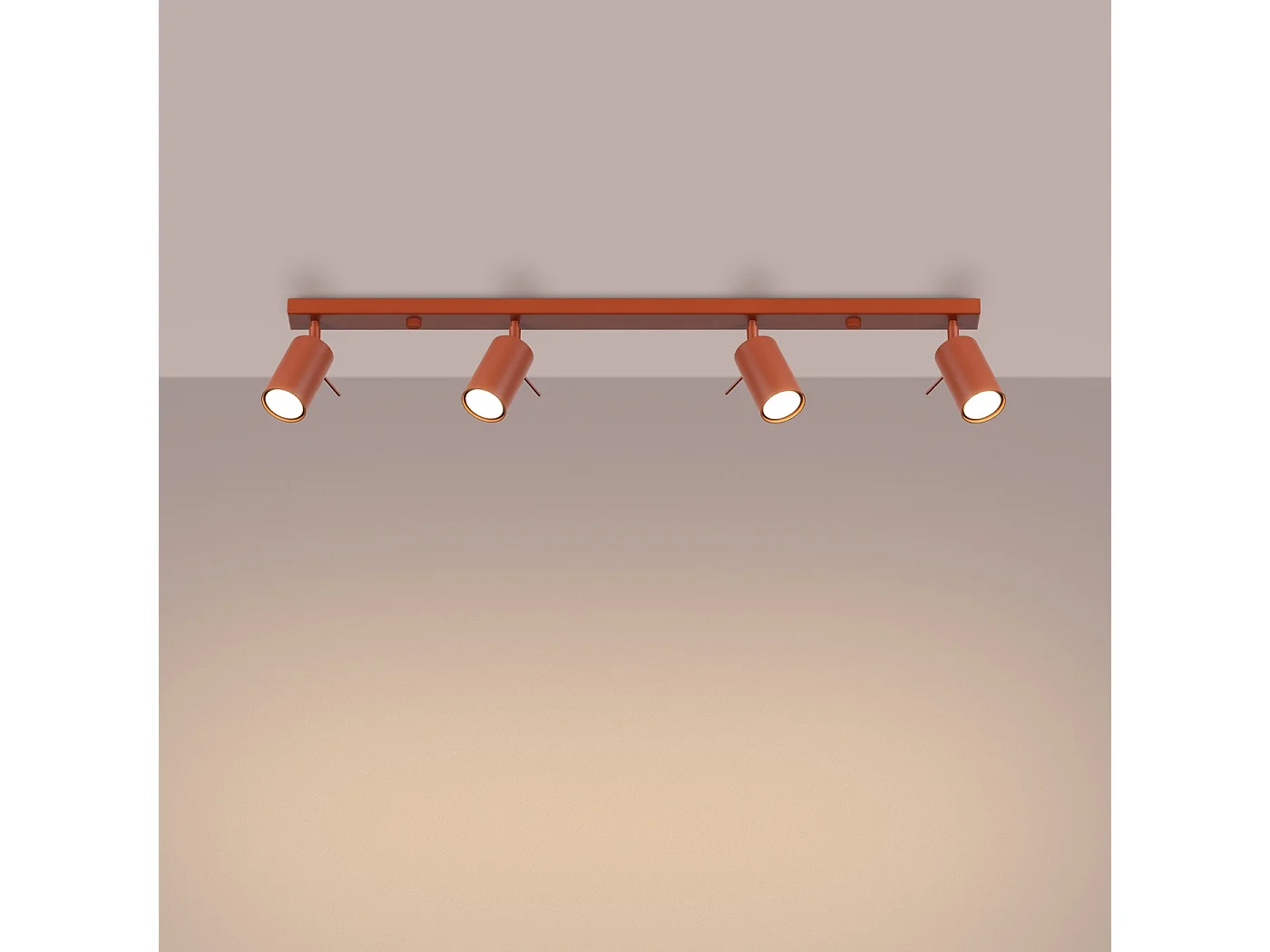 Lampada da soffitto RING moderno di acciaio - 4 sorgenti luminose - L.81 x A.17 cm - ocra rossa