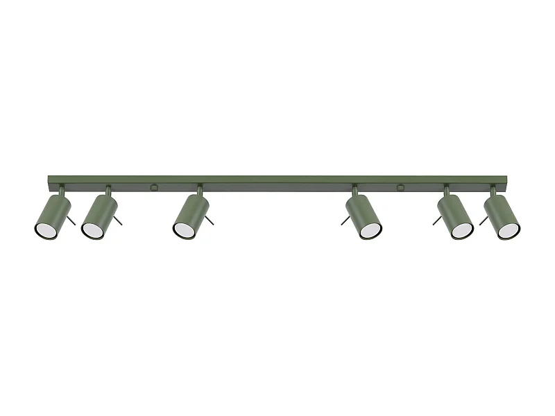 Lampada Da Soffitto Ring Moderno Di Acciaio - 6 Sorgenti Luminose - L.117 X A.17 Cm - Verde Oliva