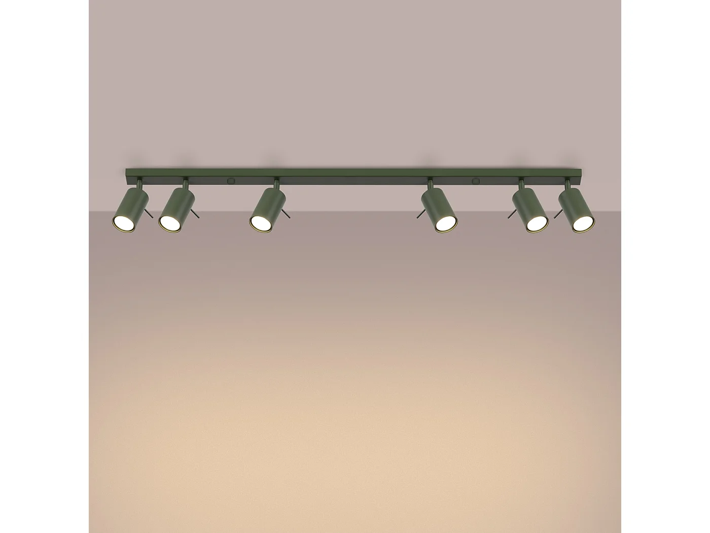 Deckenleuchte Ring Modern Aus  Stahl - 6 Lichtquellen - L.117 X H. Cm - Olivgrün