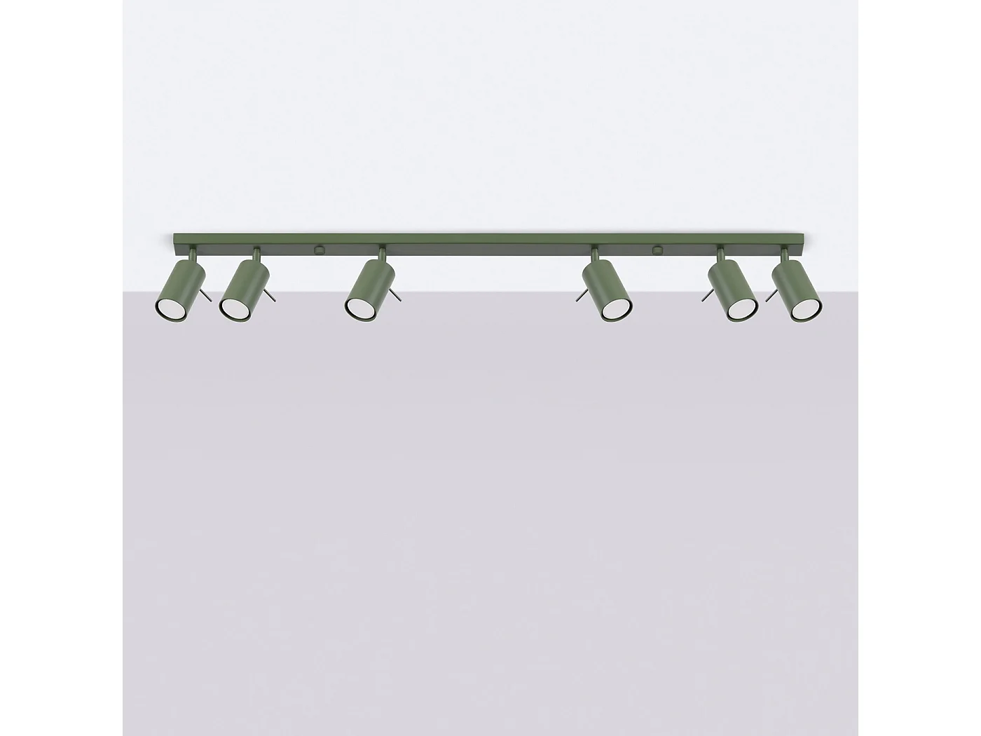 Lampada da soffitto RING moderno di acciaio - 6 sorgenti luminose - L.117 x A.17 cm - verde oliva