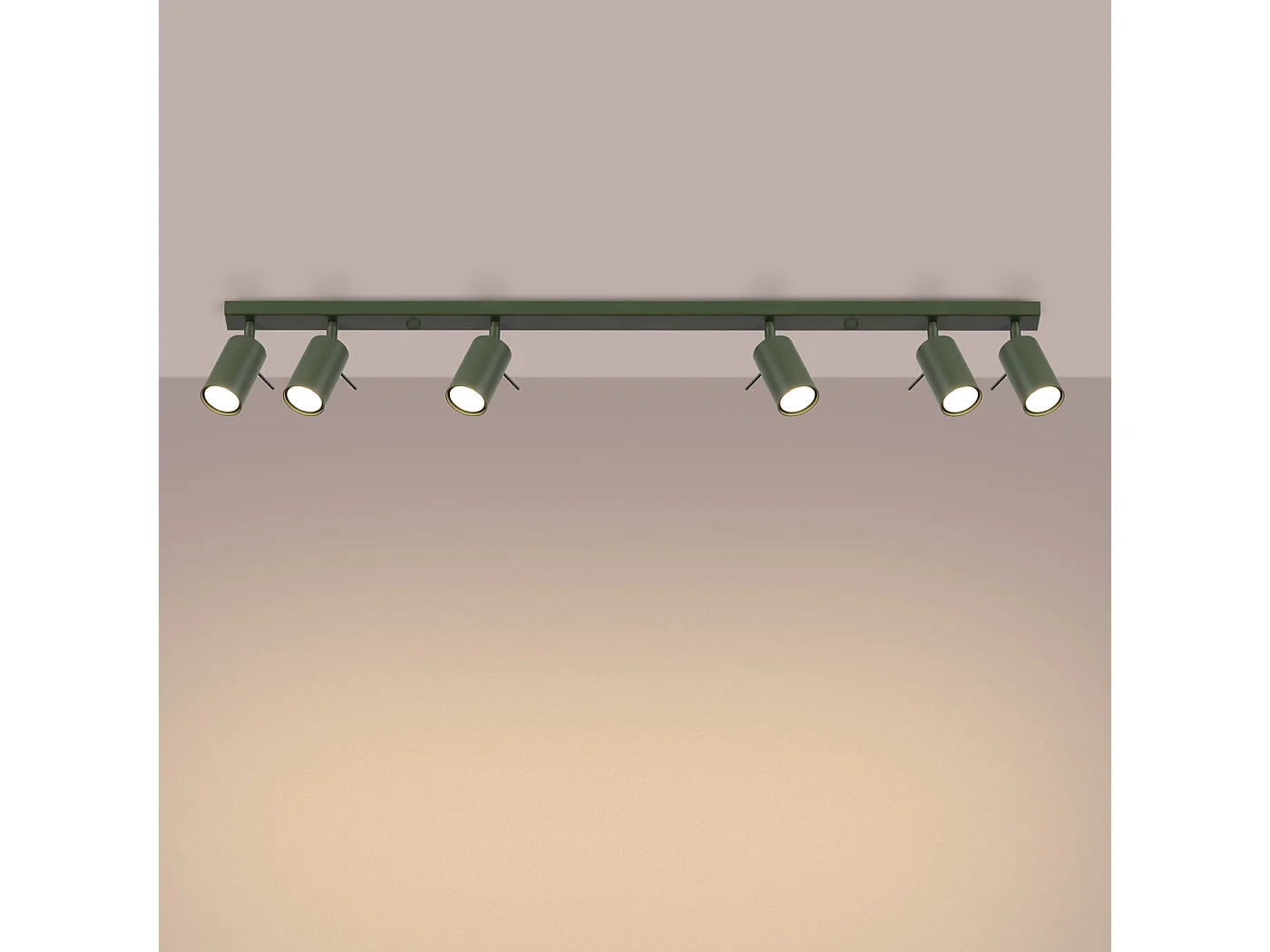 Lampada da soffitto RING moderno di acciaio - 6 sorgenti luminose - L.117 x A.17 cm - verde oliva