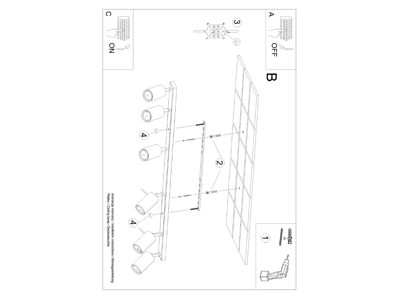 Lampada da soffitto RING moderno di acciaio - 6 sorgenti luminose - L.117 x A.17 cm - verde oliva