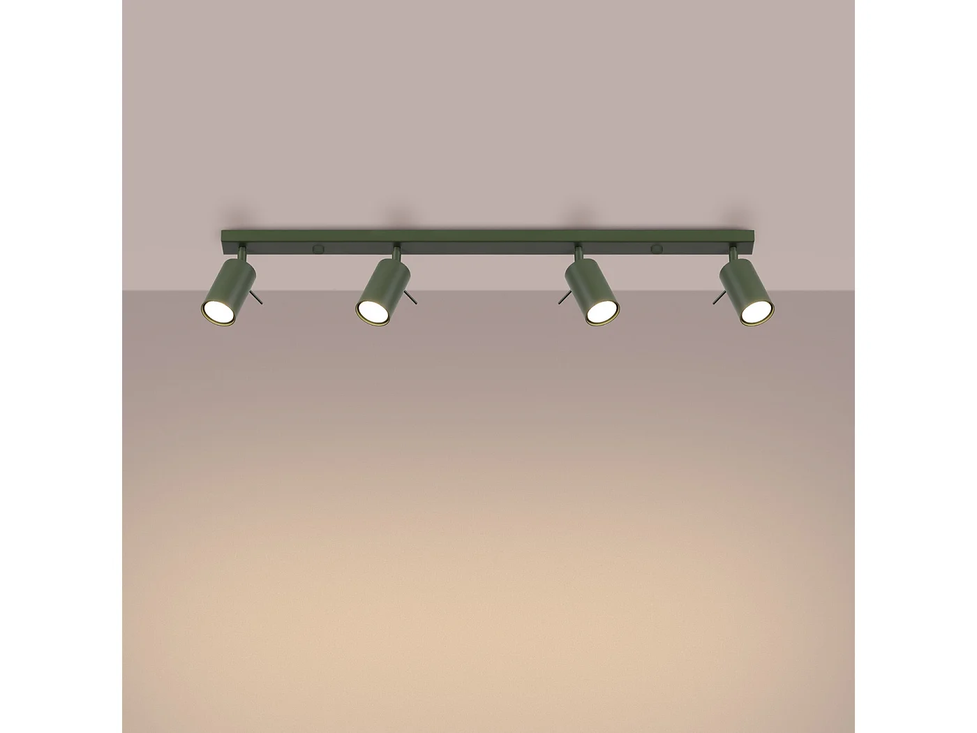 Lampada da soffitto RING moderno di acciaio - 4 sorgenti luminose - L.81 x A.17 cm - verde oliva