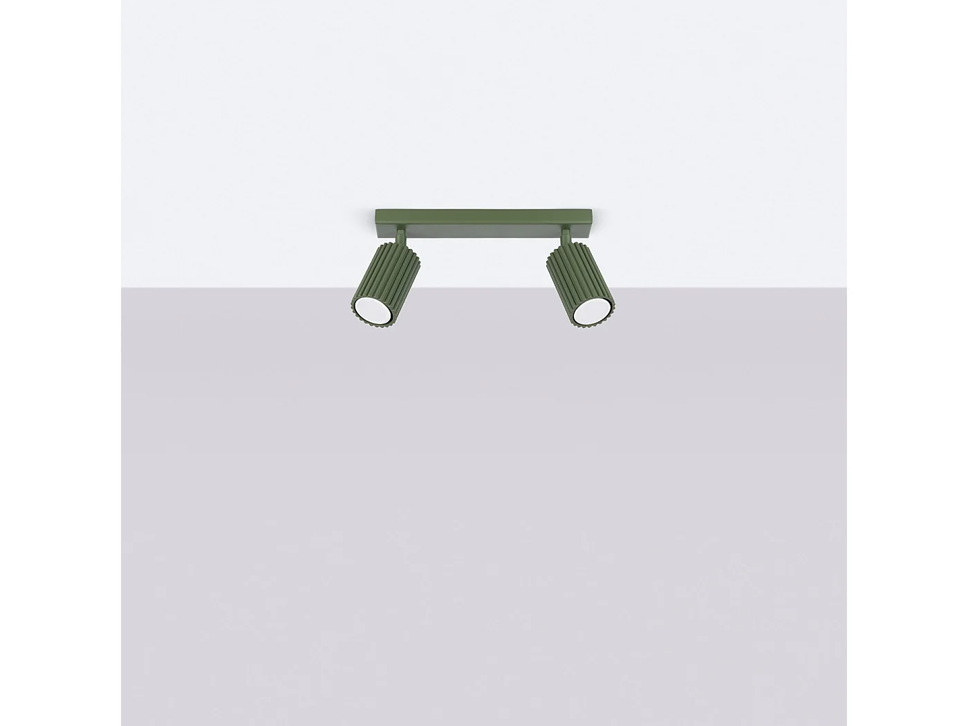 Plafonnier Karbon Minimaliste En Aluminium - 2 Sources Lumineuses - L.30 X H.16,5 Cm - Vert Olive
