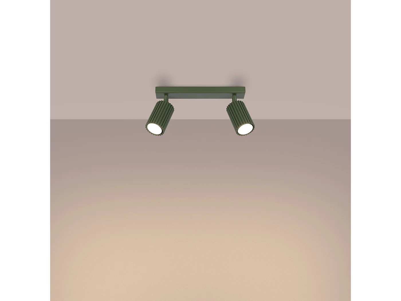 Plafonnier Karbon Minimaliste En Aluminium - 2 Sources Lumineuses - L.30 X H.16,5 Cm - Vert Olive
