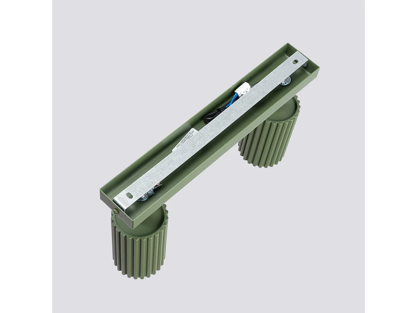 Plafonnier Karbon Minimaliste En Aluminium - 2 Sources Lumineuses - L.30 X H.16,5 Cm - Vert Olive