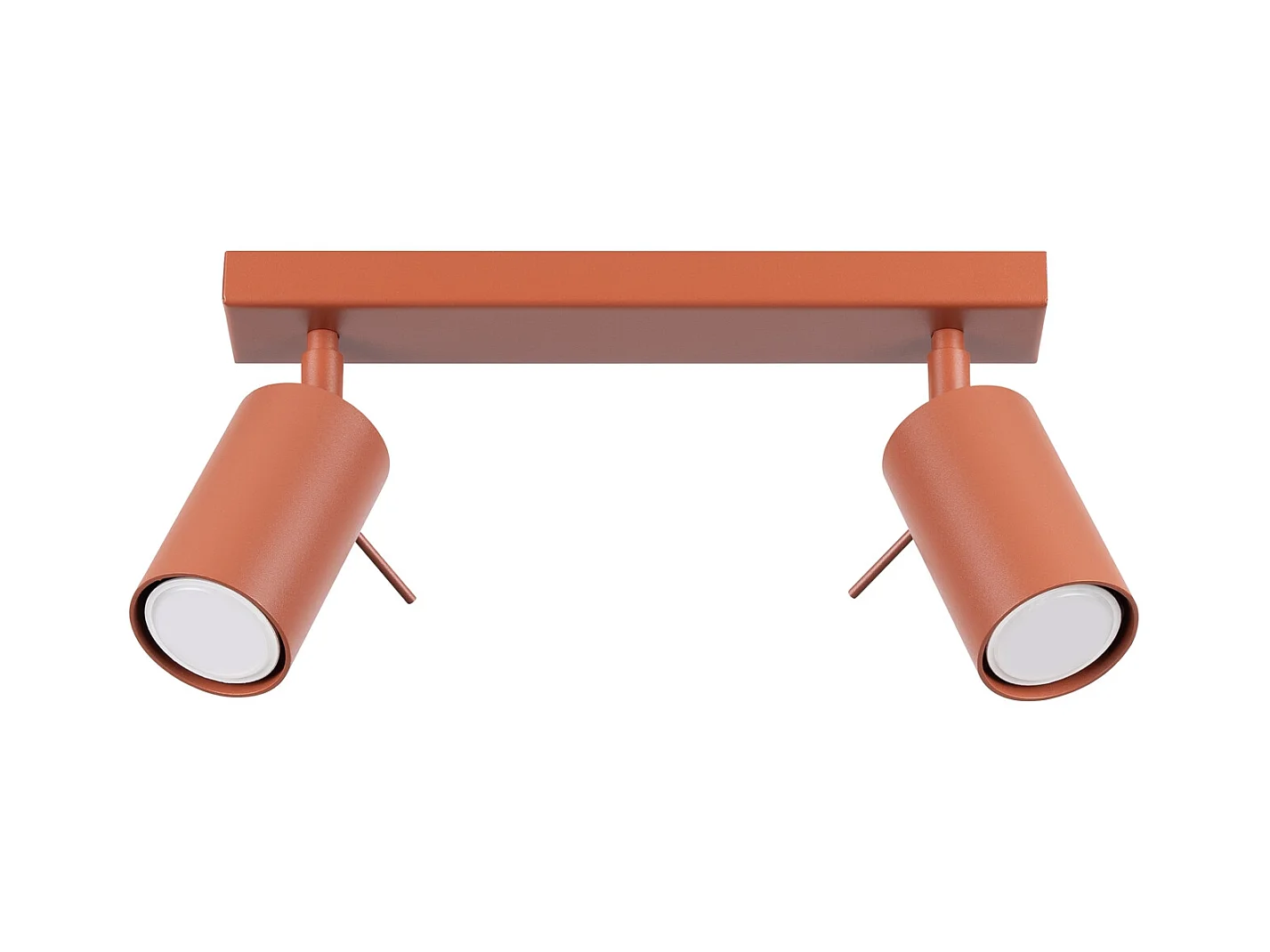 Plafonnier Ring Moderne En Acier - 2 Sources Lumineuses - L.30 X H.17 Cm - Ocre Rouge