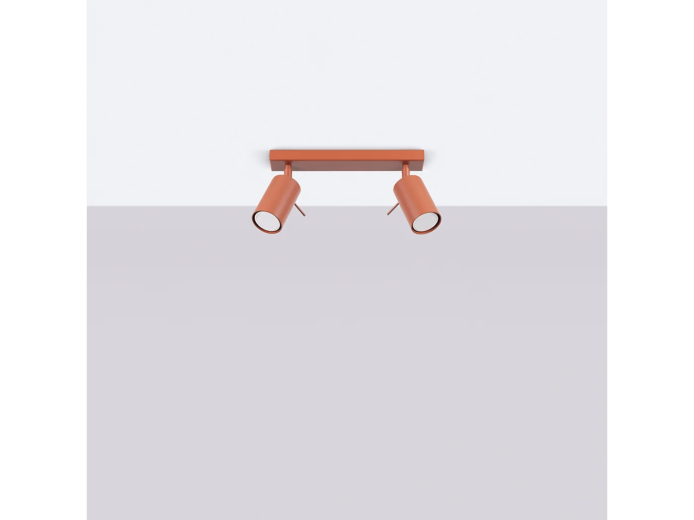 Plafonnier Ring Moderne En Acier - 2 Sources Lumineuses - L.30 X H.17 Cm - Ocre Rouge