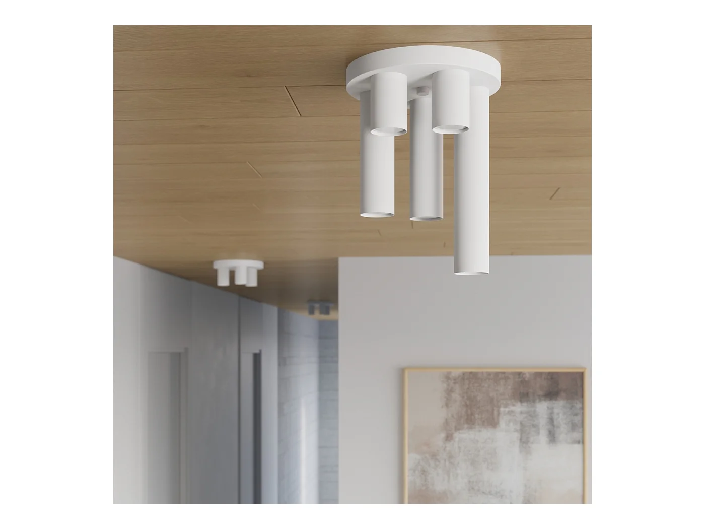 Plafonnier Lagos Moderne En Acier - 3 Sources Lumineuses - L.25 X H.12 Cm - Blanc