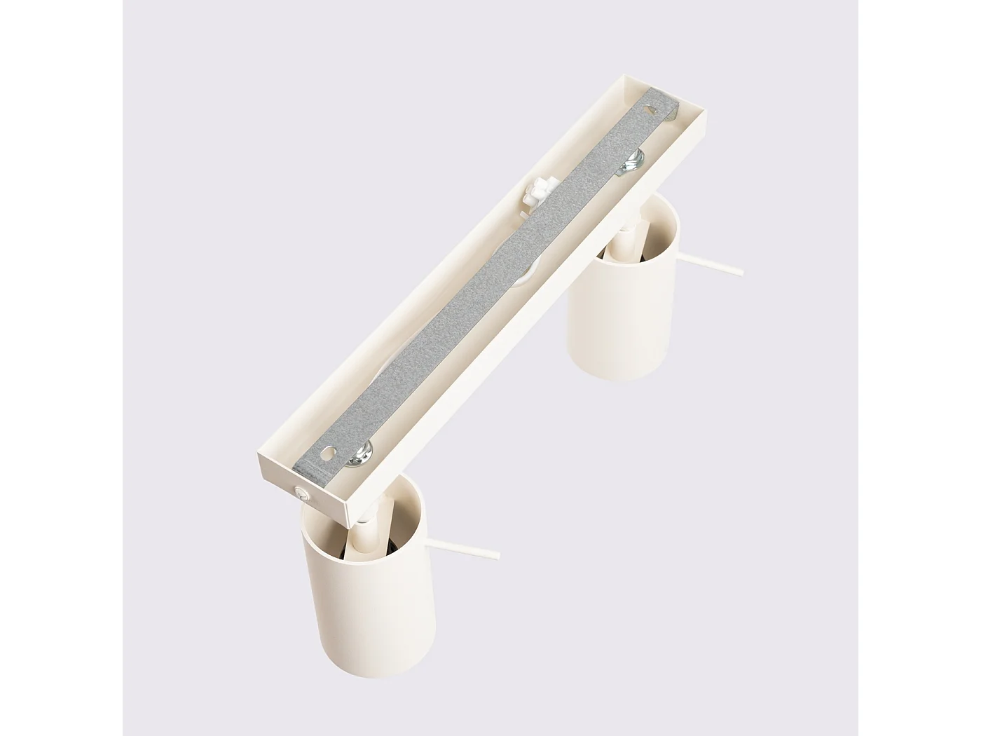 Plafonnier Ring Moderne En Acier - 2 Sources Lumineuses - L.30 X H.17 Cm - Beige