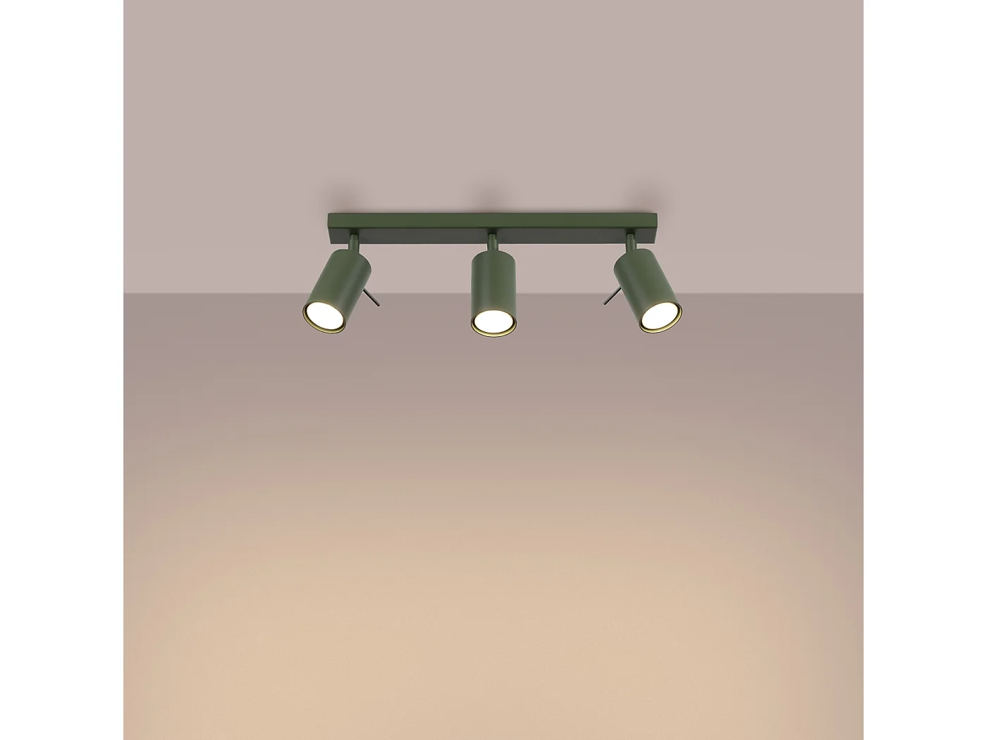 Plafondlamp Ring Modern Van  - 3 Lichtbronnen - L.45 X H.17 Cm - Olijfgroen