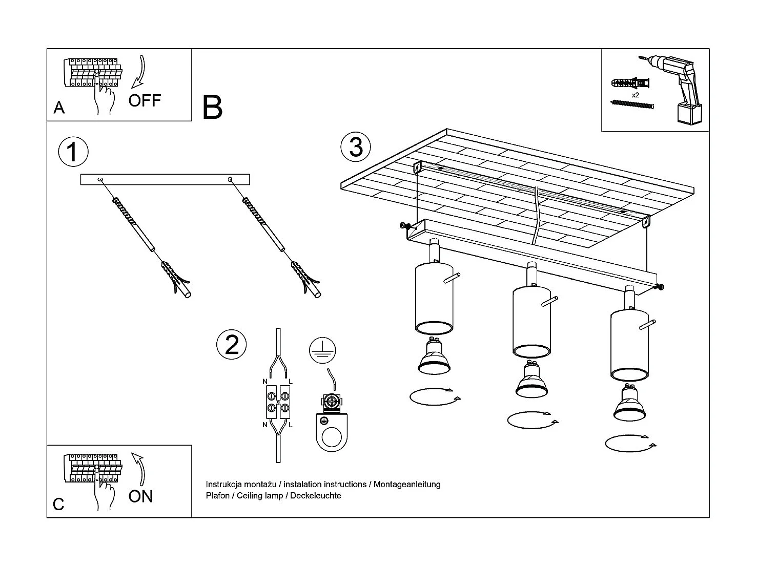 Plafondlamp Ring Modern Van  - 3 Lichtbronnen - L.45 X H.17 Cm - Olijfgroen