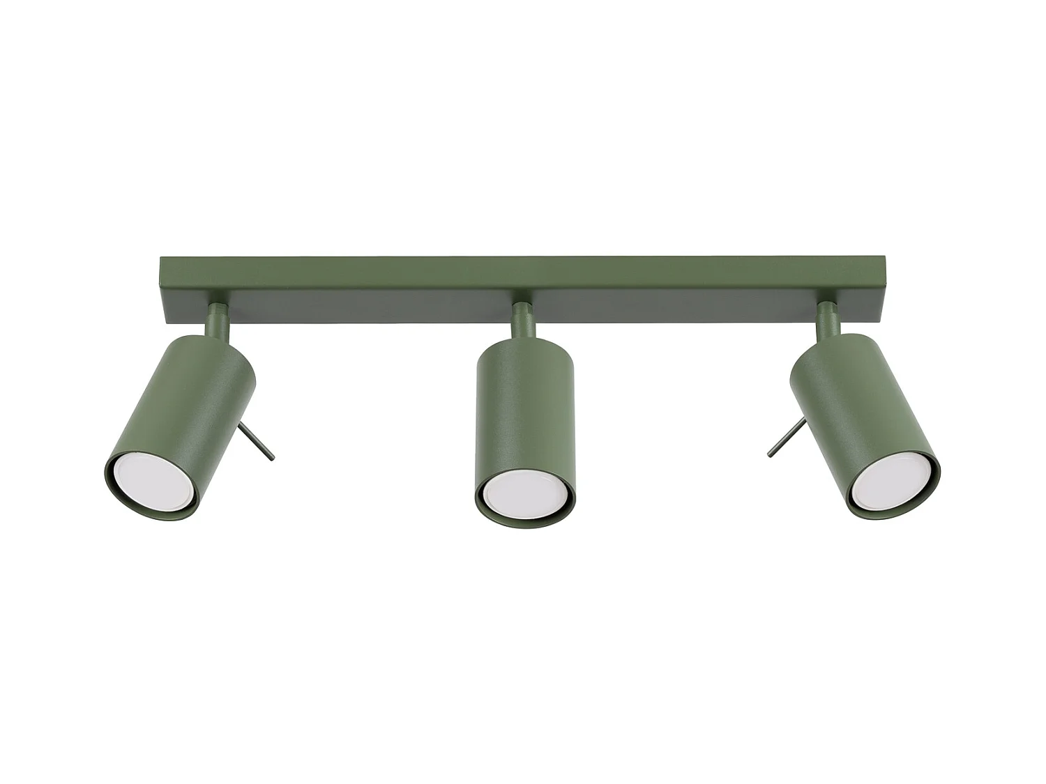 Plafonnier Ring Moderne En Acier - 3 Sources Lumineuses - L.45 X H.17 Cm - Vert Olive