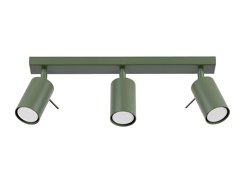 Plafonnier Ring Moderne En Acier - 3 Sources Lumineuses - L.45 X H.17 Cm - Vert Olive