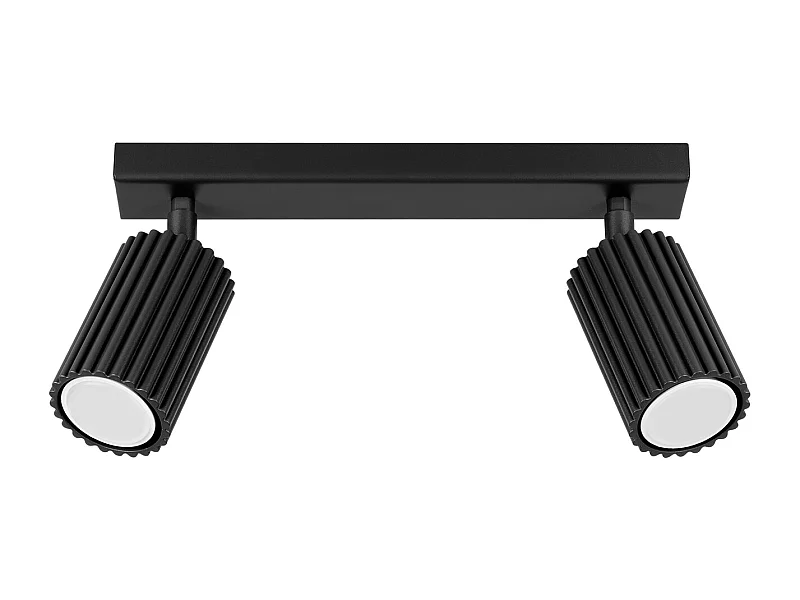 Deckenleuchte Karbon Minimalistisch Aus  Aluminium - 2 Lichtquellen - L.30 X H. Cm - Schwarz