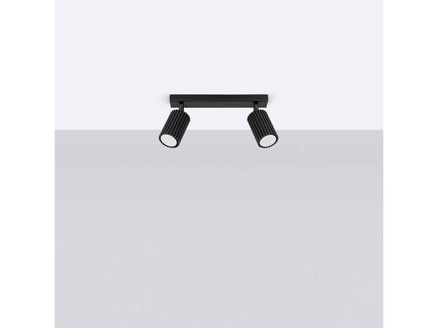 Plafonnier Karbon Minimaliste En Aluminium - 2 Sources Lumineuses - L.30 X H.16,5 Cm - Noir