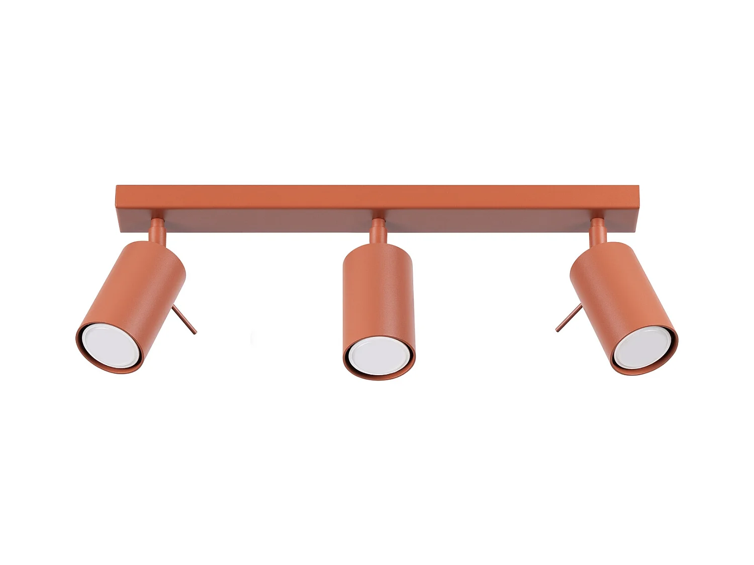 Plafonnier Ring Moderne En Acier - 3 Sources Lumineuses - L.45 X H.17 Cm - Ocre Rouge