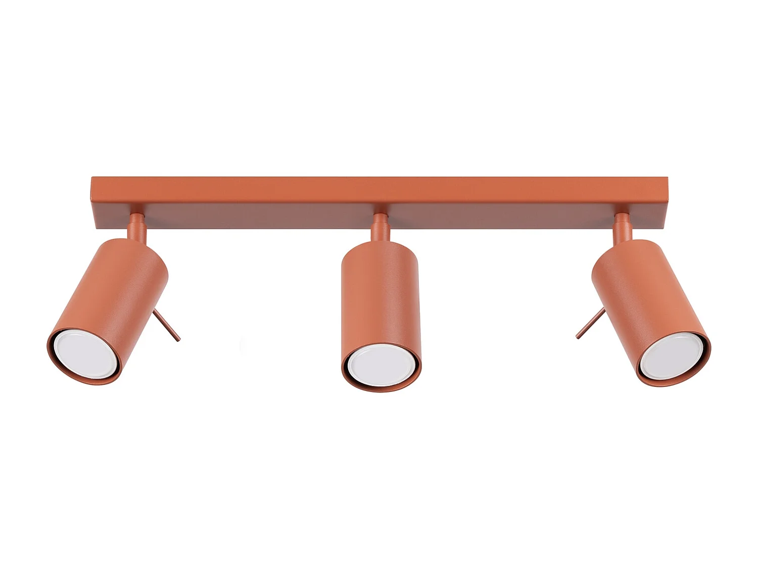 Plafonnier Ring Moderne En Acier - 3 Sources Lumineuses - L.45 X H.17 Cm - Ocre Rouge