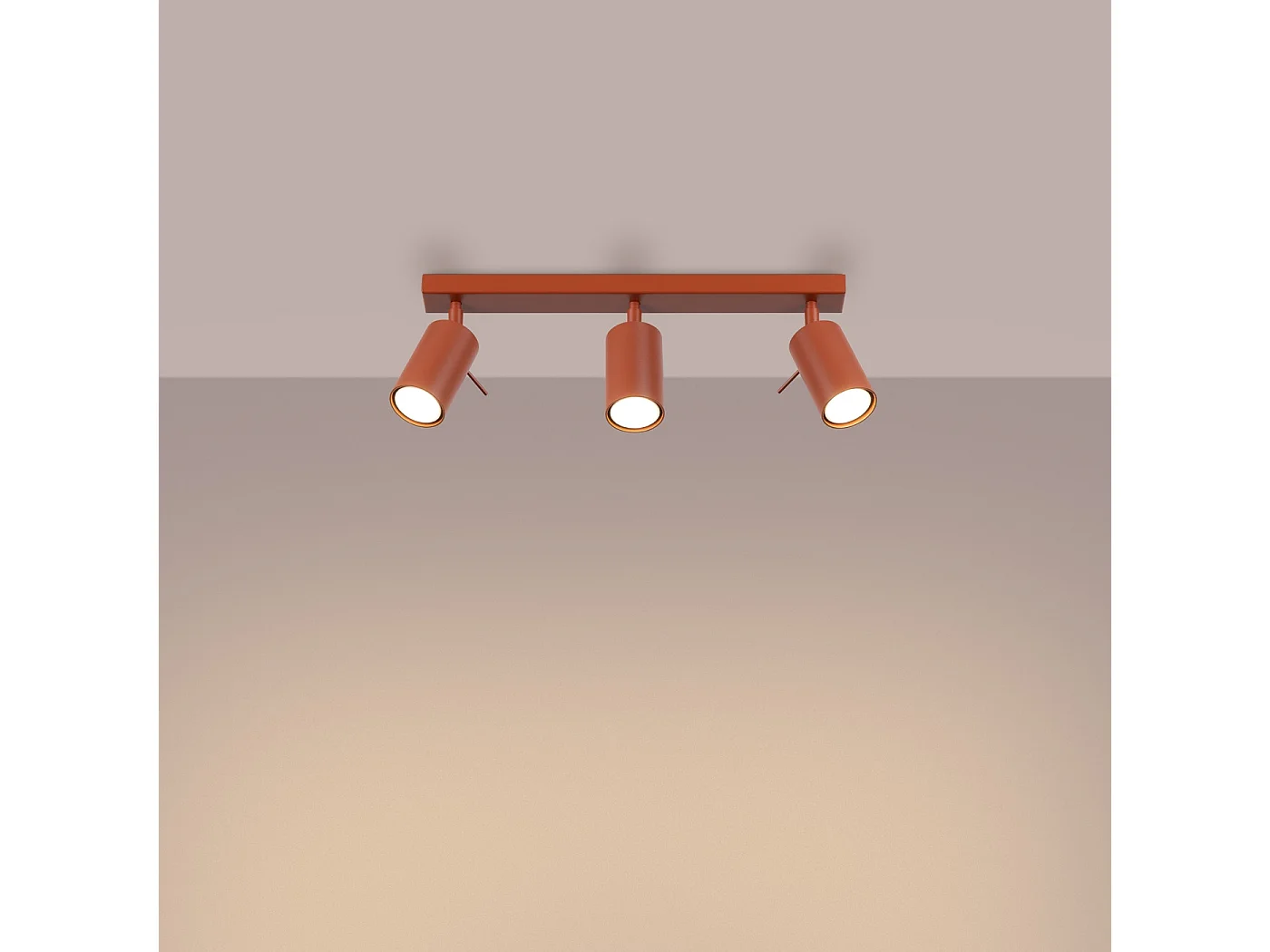 Plafondlamp RING modern van  - 3 lichtbronnen - L.45 x H.17 cm - rode oker