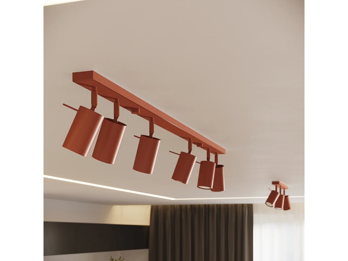 Plafondlamp RING modern van  - 3 lichtbronnen - L.45 x H.17 cm - rode oker