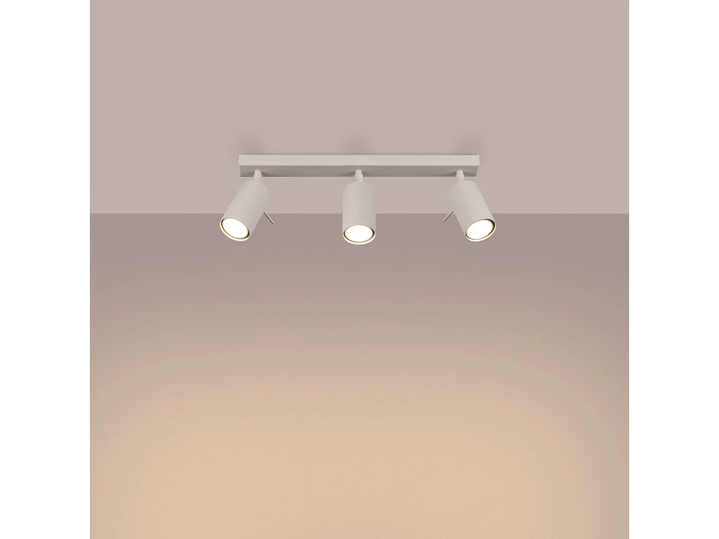 Plafonnier Ring Moderne En Acier - 3 Sources Lumineuses - L.45 X H.17 Cm - Beige