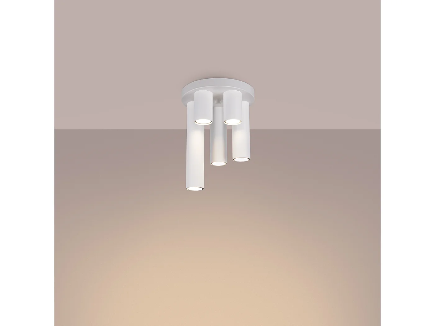 Lámpara De Techo Lagos Moderno De Acero - 5 Fuentes Luminosas - L.25 X A.33 Cm - Blanco