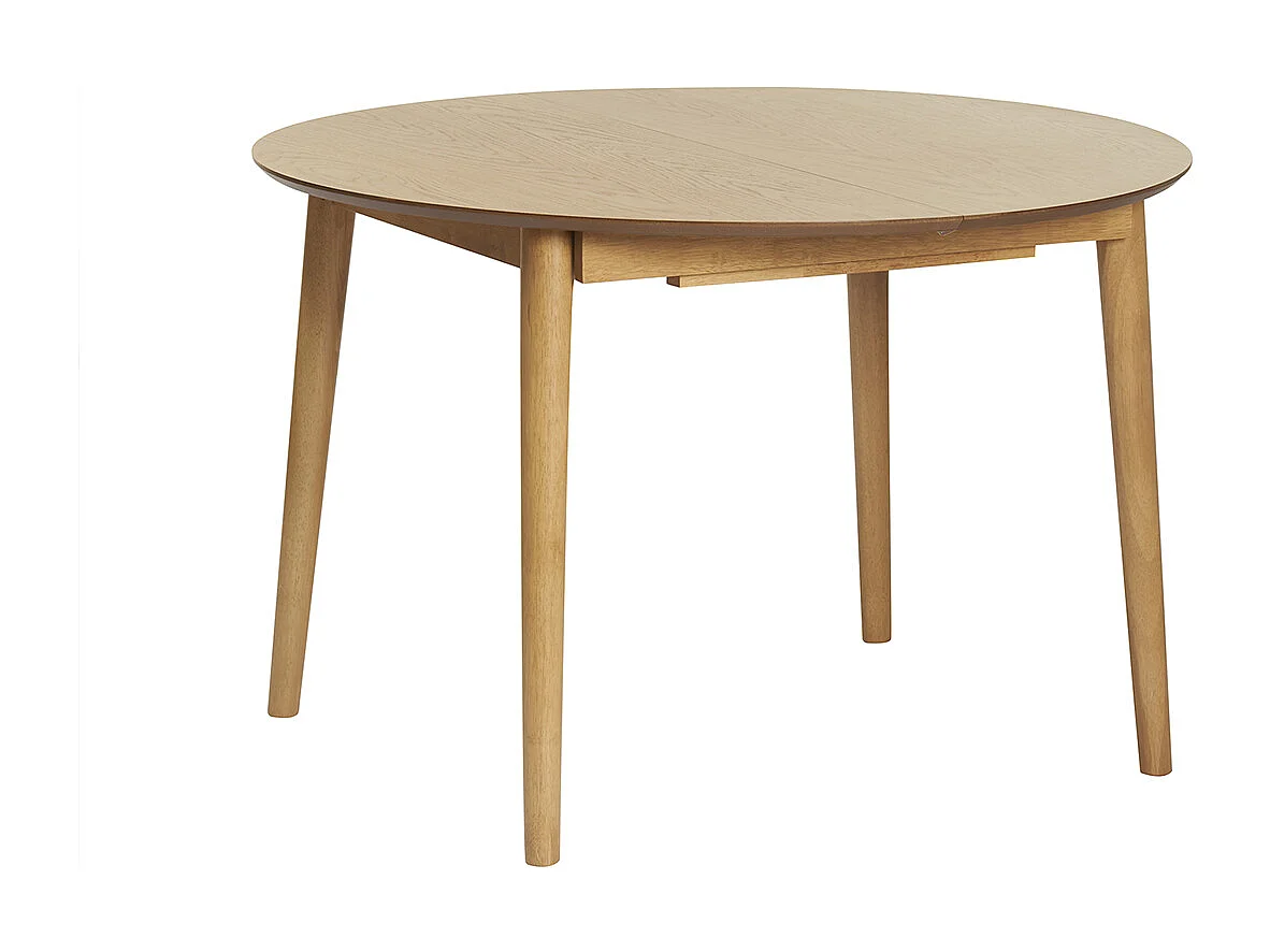 Table extensible rallonges intégrées ronde en bois clair chêne L115-154 cm EGO