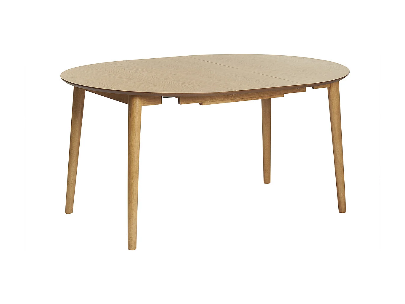 Table extensible rallonges intégrées ronde en bois clair chêne L115-154 cm EGO