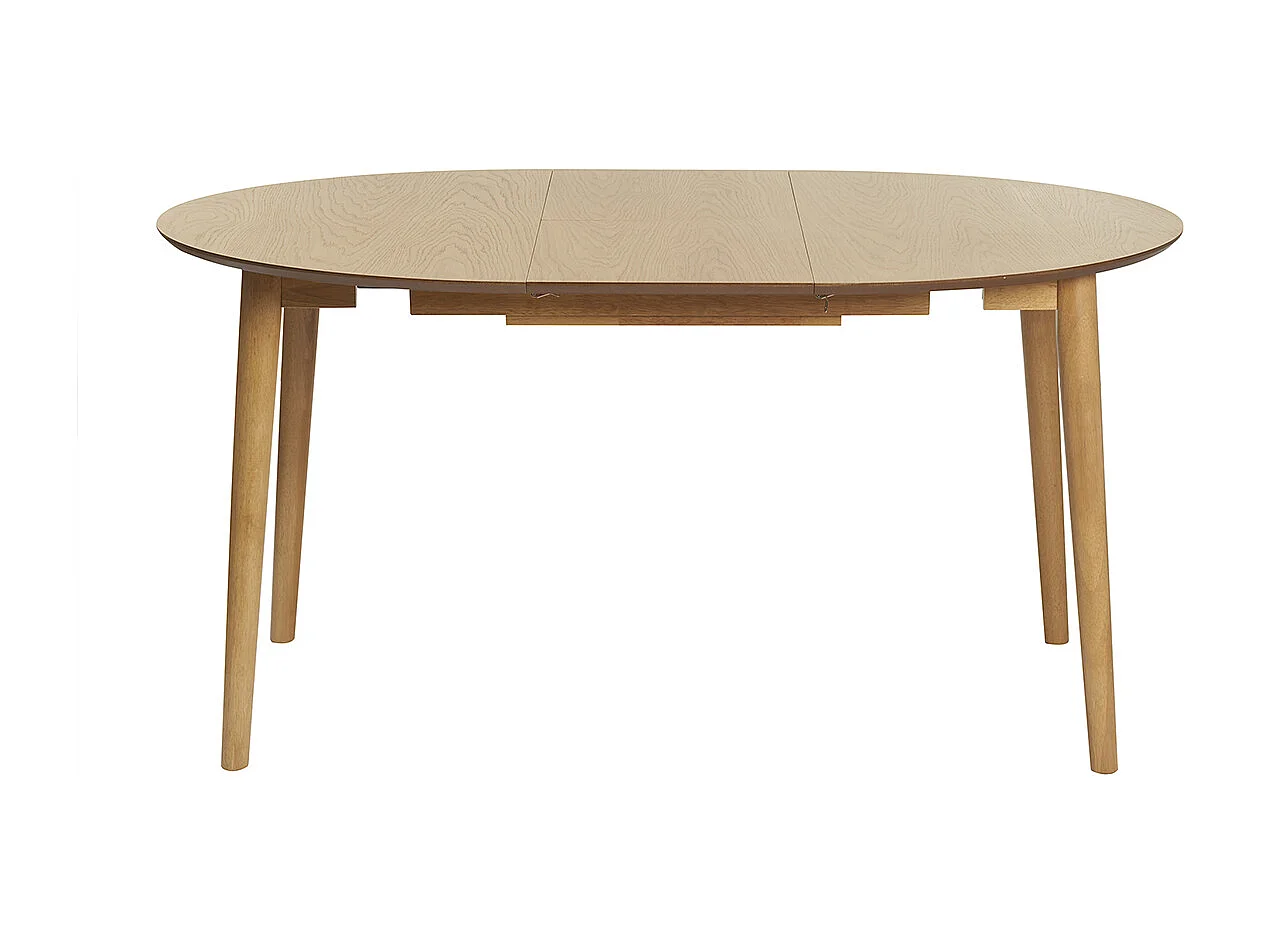 Table extensible rallonges intégrées ronde en bois clair chêne L115-154 cm EGO
