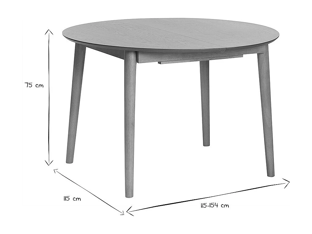 Table extensible rallonges intégrées ronde en bois clair chêne L115-154 cm EGO