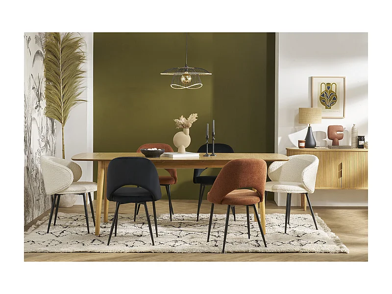 Table extensible rallonges intégrées rectangulaire en bois clair chêne L180-220 cm EGO