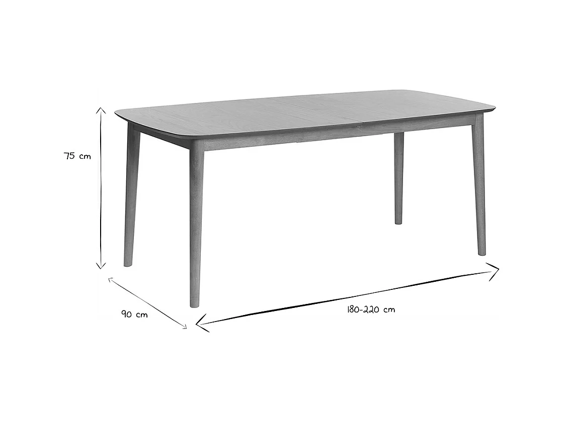 Table extensible rallonges intégrées rectangulaire en bois clair chêne L180-220 cm EGO