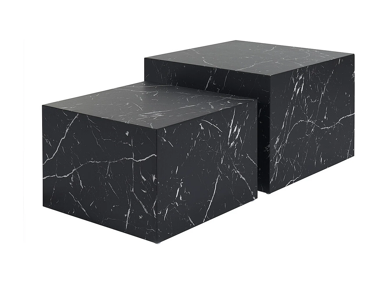 Tables basses gigognes design effet marbre noir (lot de 2) CALLA