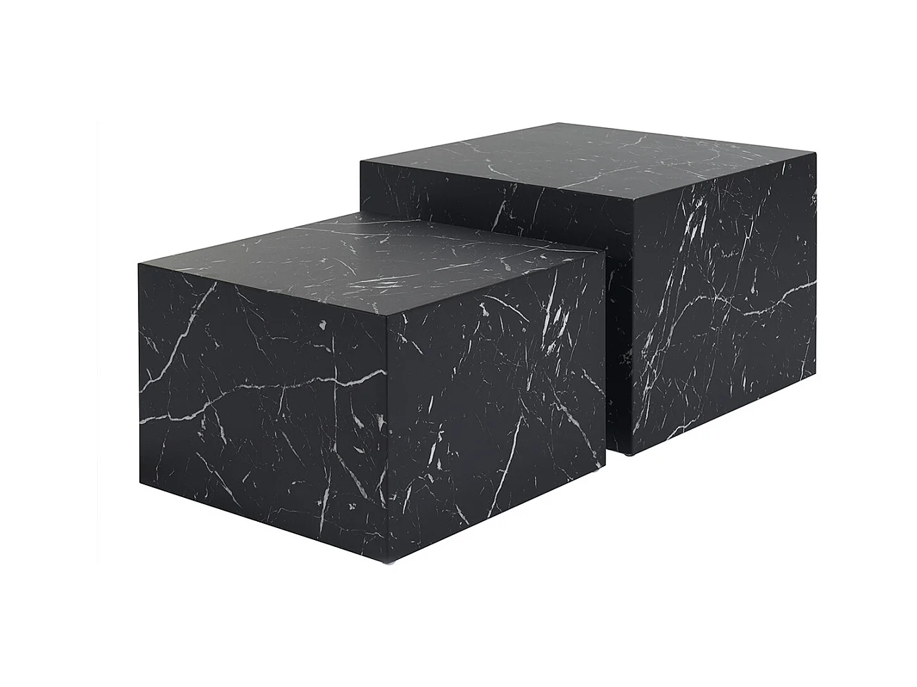 Tables basses gigognes design effet marbre noir (lot de 2) CALLA