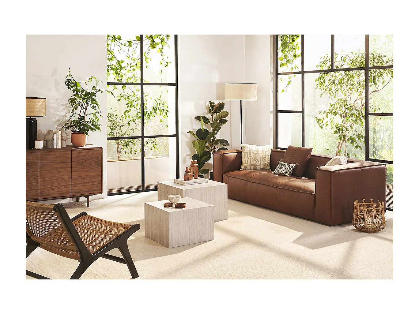 Tables basses gigognes design effet marbre noir (lot de 2) CALLA