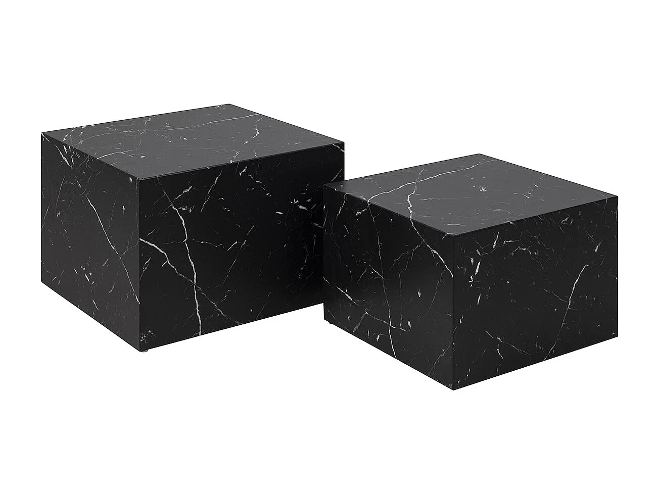 Tables basses gigognes design effet marbre noir (lot de 2) CALLA