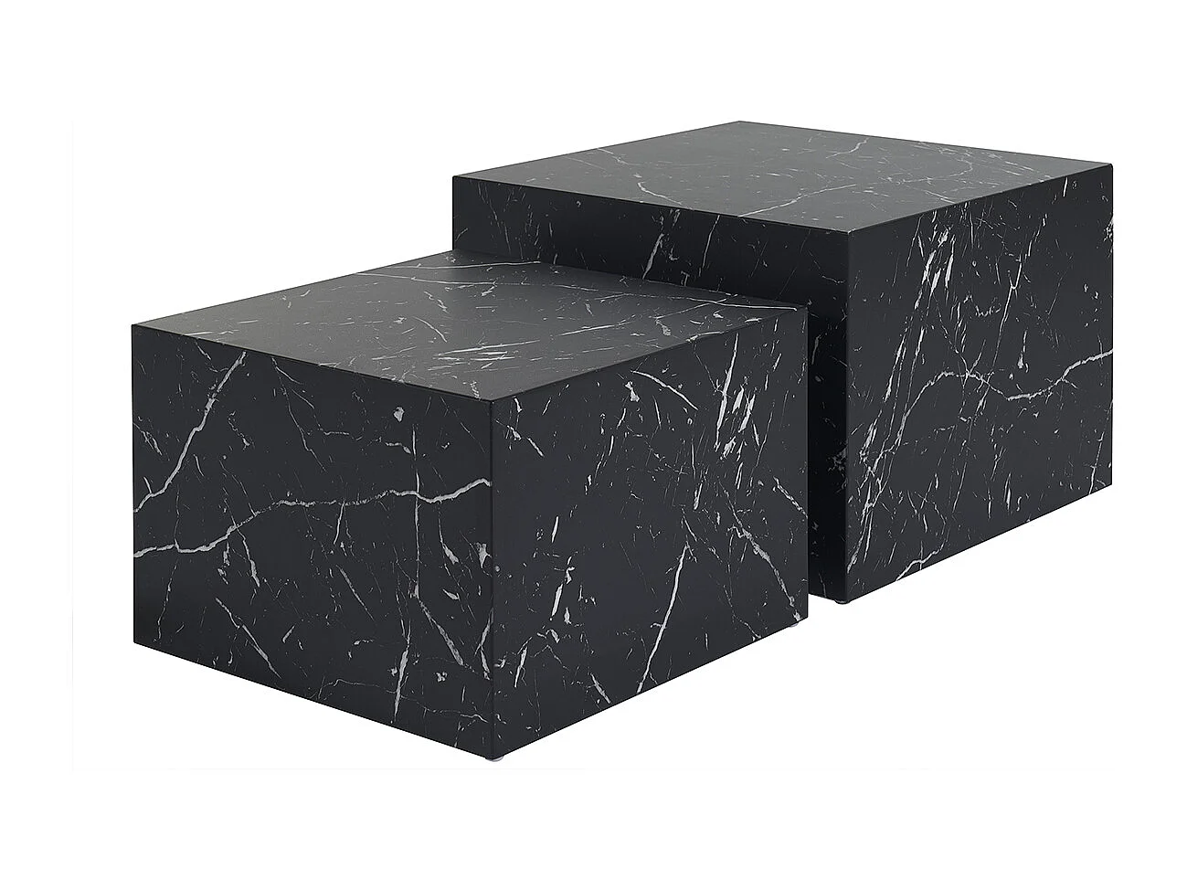 Tables basses gigognes design effet marbre noir (lot de 2) CALLA