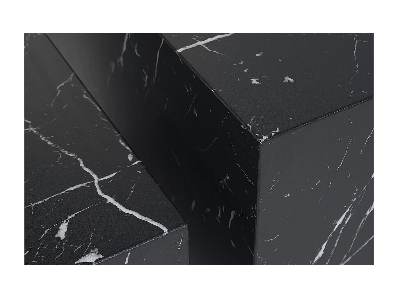 Tables basses gigognes design effet marbre noir (lot de 2) CALLA