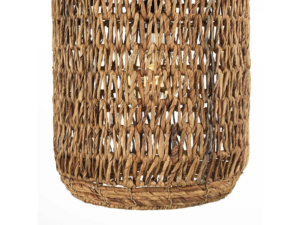 SIXTINE - Suspension 30x30cm en bois de teck recyclé et rotin