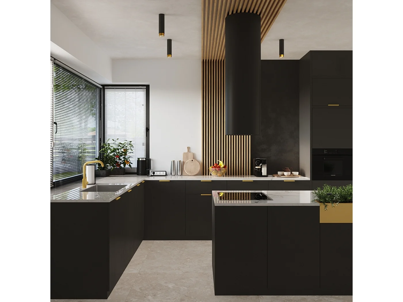 Deckenleuchte Nero Modern Aus  Stahl - 1 Lichtquellen - L.6 X H. Cm - Schwarz/Gold