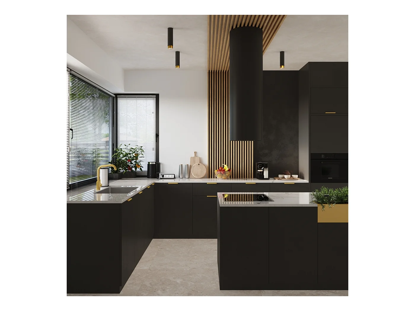 Plafonnier Nero Moderne En Acier - 1 Sources Lumineuses - L.6 X H.12,5 Cm - Noir/Or