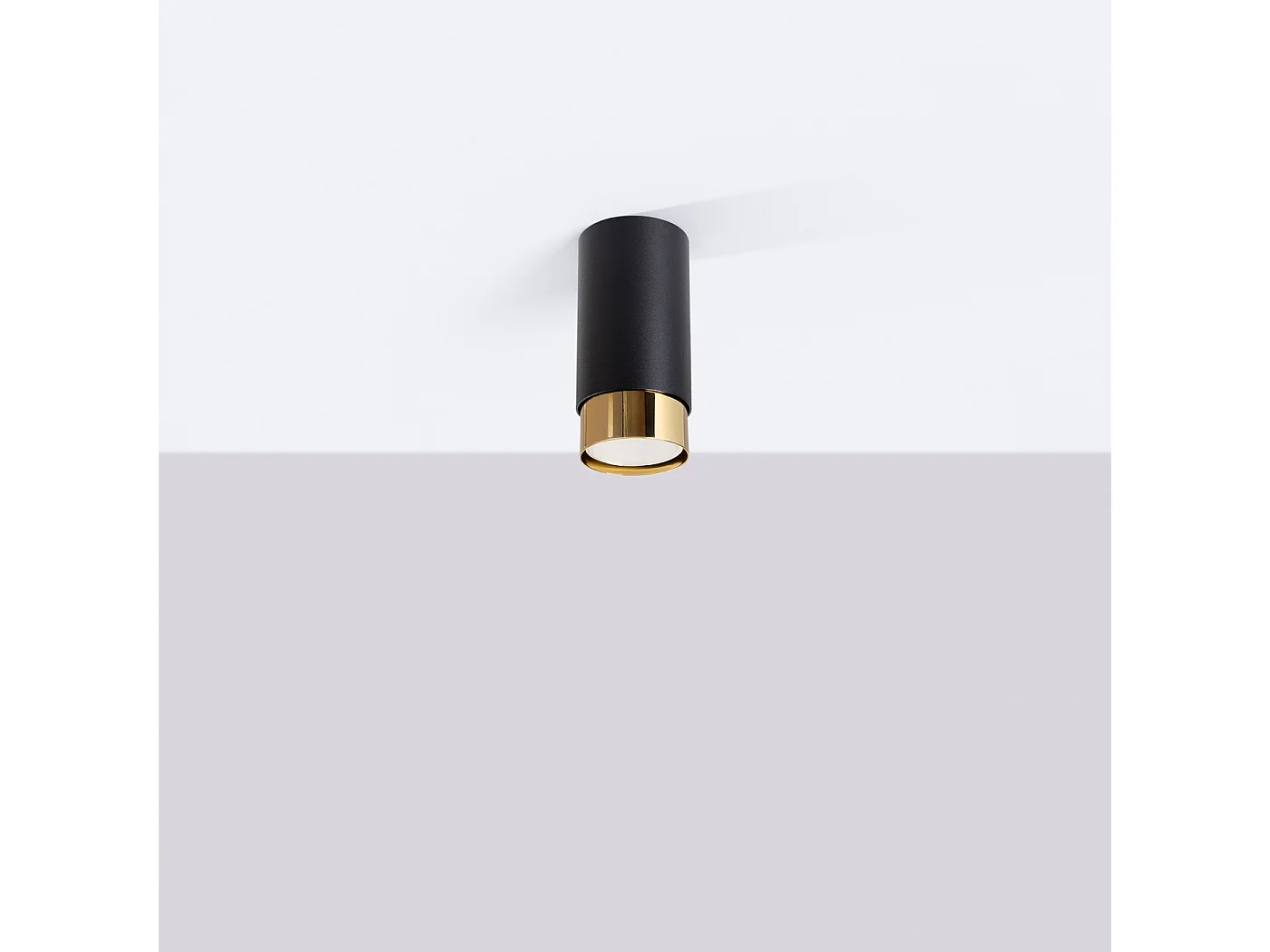 Plafonnier Nero Moderne En Acier - 1 Sources Lumineuses - L.6 X H.12,5 Cm - Noir/Or